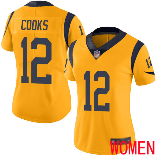 Los Angeles Rams Limited Gold Women Brandin Cooks Jersey NFL Football #12 Rush Vapor Untouchable->youth nfl jersey->Youth Jersey